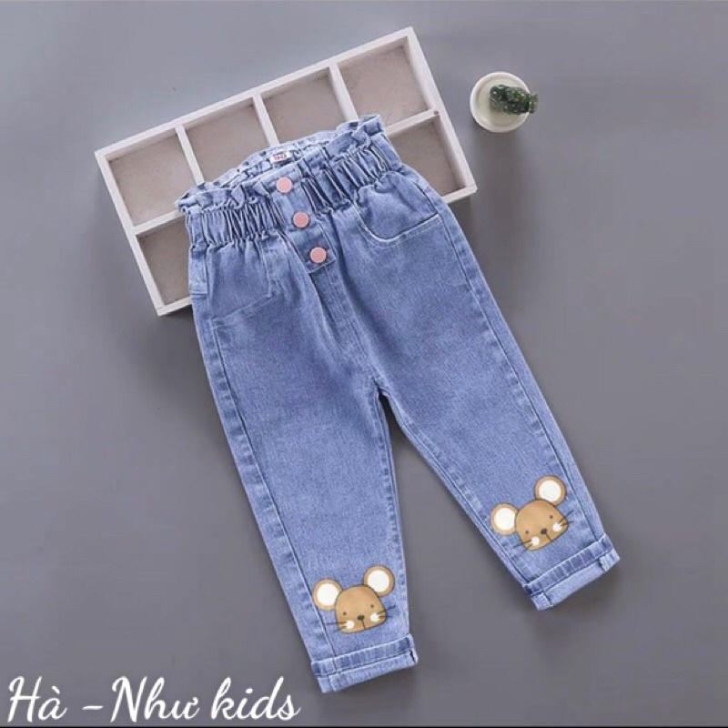 (jean baby kho sỉ)quần jean (bò mềm ) bé gái cạp cao (15-25kg)