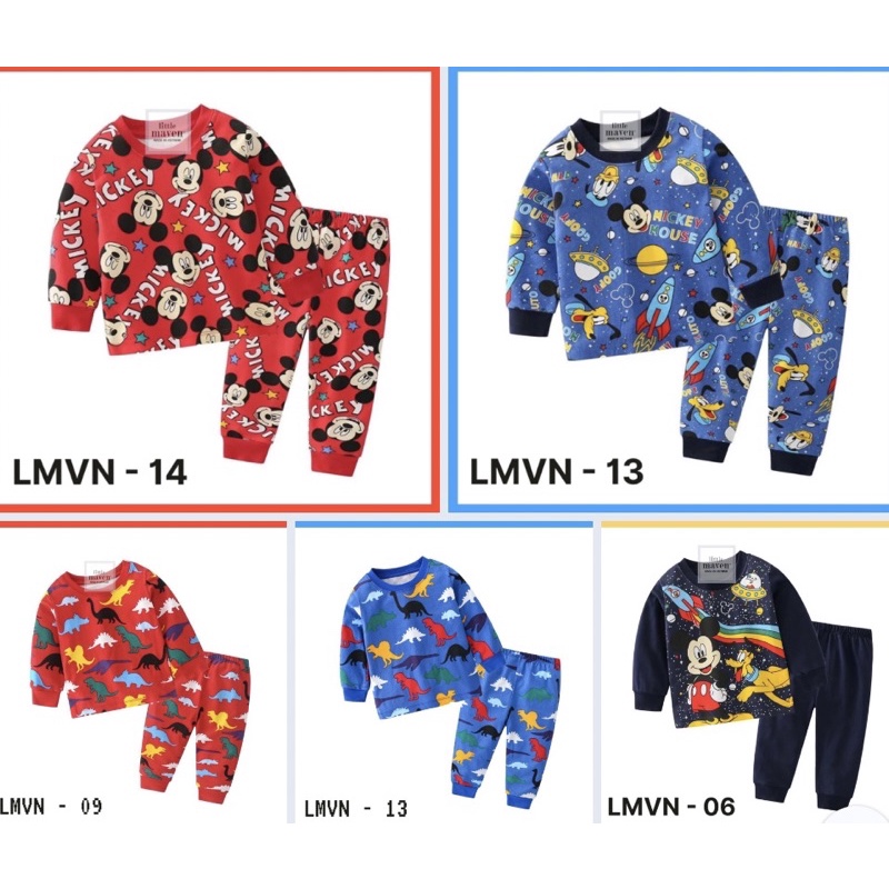 Bộ dài tay Little maven cho bé trai size từ 12-24 cân