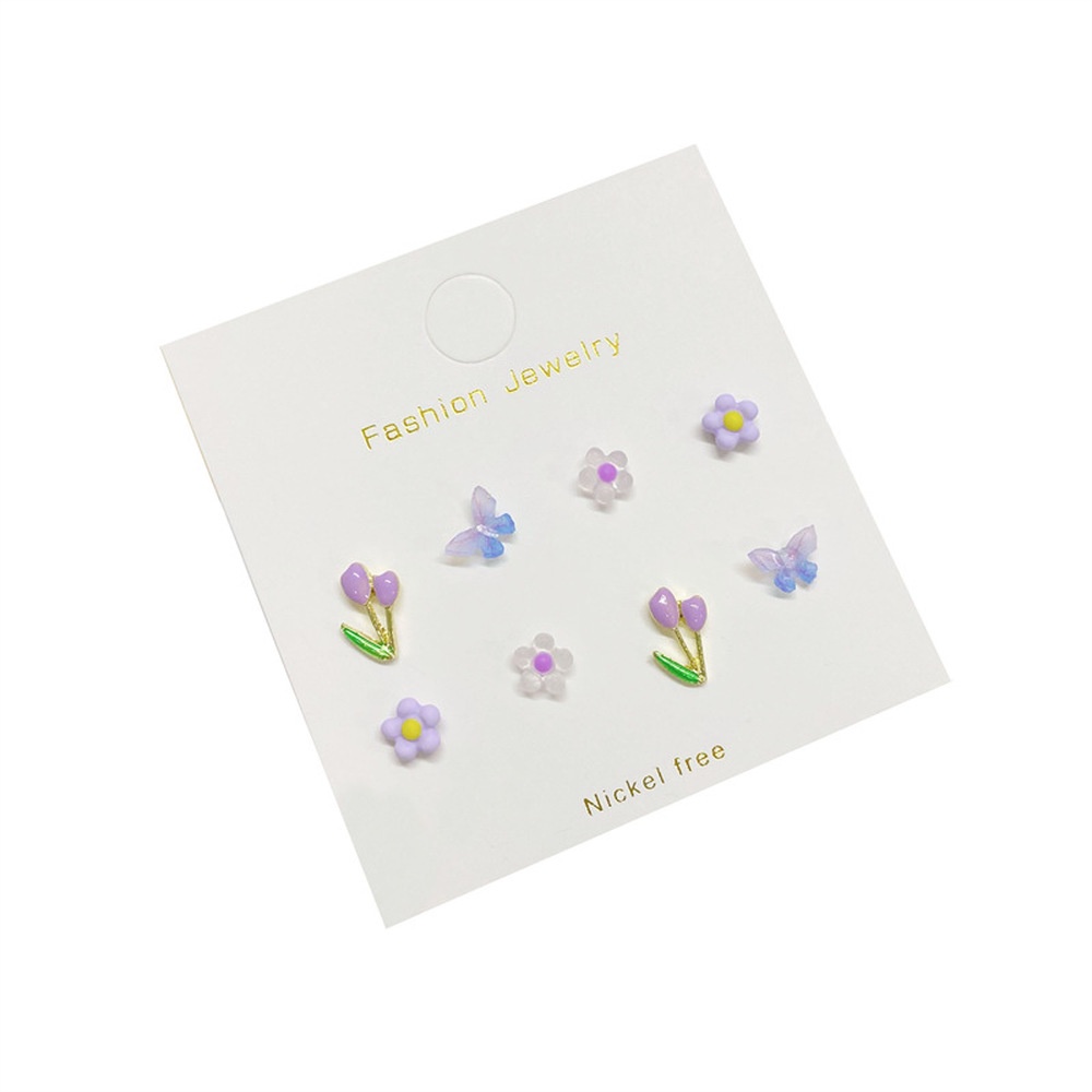 Bông tai kim bạc 925 hình hoa tulip và bướm thời trang hàn quốc quyến rũ cho nữ