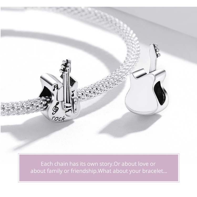 Hạt cườm BAMOER SCC2076 bạc 925 hình dạng guitar bass  đẹp mắt