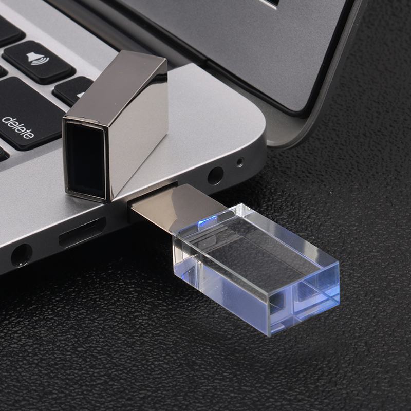 Usb đèn led pha lê trong suốt 32gb 16gb