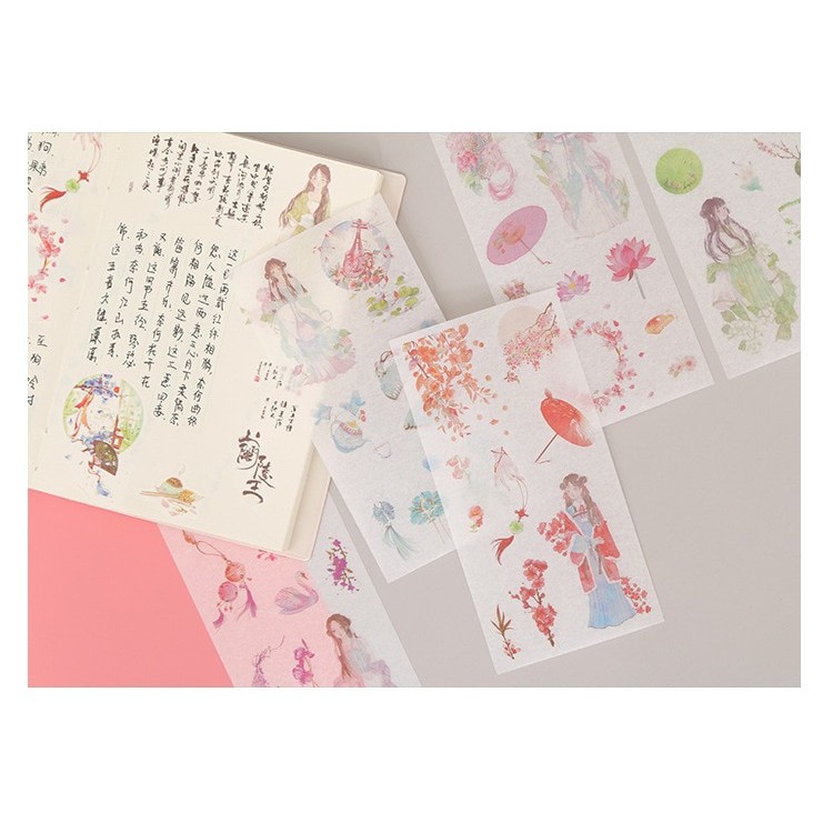 Set 6 tấm sticker dán vở, sổ tay hình hoa siêu cute Sakura Shop