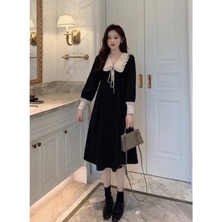 VÁY CỔ BÈO PHỐI MÀU THẮT NƠ