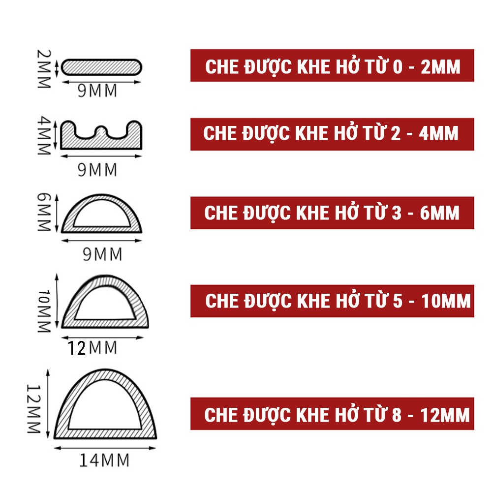 6 mét ron khung cửa KAPU chống gió lùa, cao su non bền đẹp đàn hồi côn trùng, gioăng cửa giảm trấn nhiều màu sắc