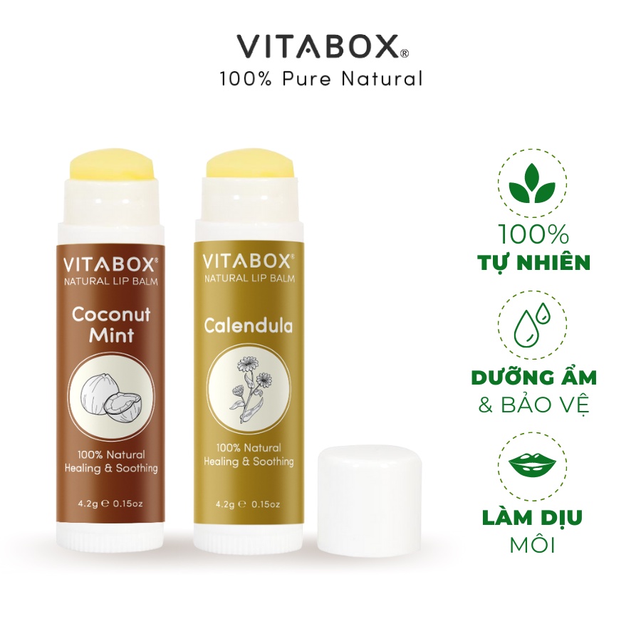 Son dưỡng không màu VITABOX Lip Balm giúp môi ẩm mềm hồng hào, dùng lâu không thâm môi, cho mẹ bầu trẻ em nam giới