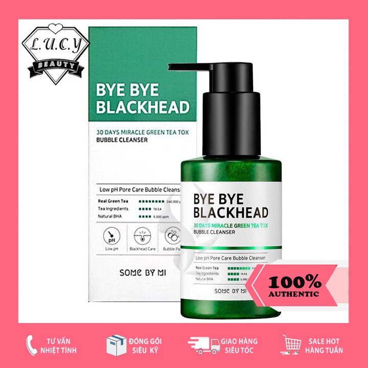 Hàng Hàn- Sữa Rửa Mặt Sủi Bọt Loại Bỏ Mụn Đầu Đen Some By Mi Bye Bye Blackhead 30 Days Miracle Green Tea Tox Bubble