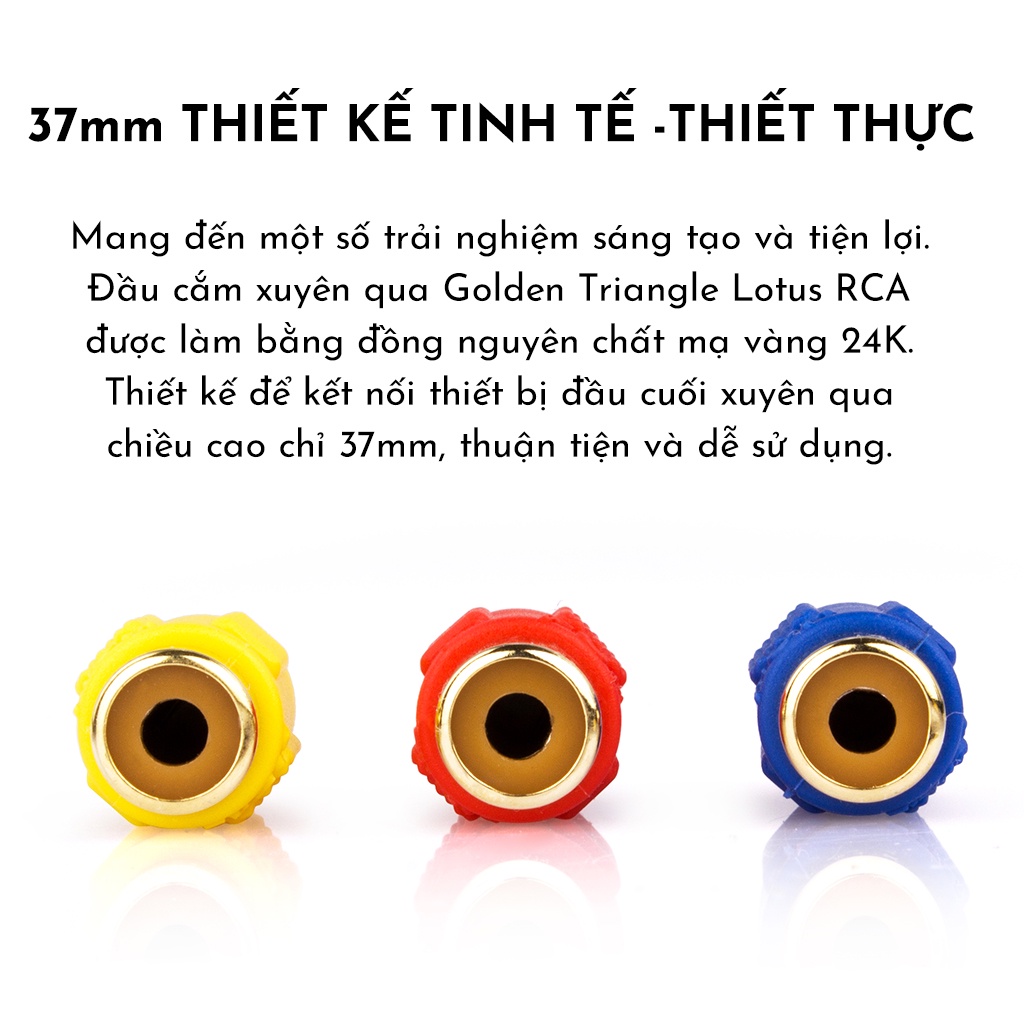 Jack kết nối 2 đầu bông sen JSJ T222 thiết kế tinh tế gia công sắc sảo đầu nối được mạ vàng chắc chắn