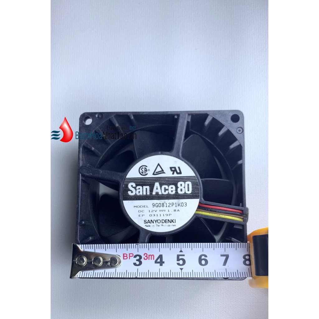 Quạt SanAce DC 12v-1.8a Vuông 80mm Tháo Nguồn