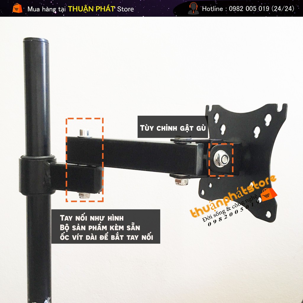 Giá Treo Màn Hình Arm Monitor  - Xoay Màn 360 độ - Lắp Đặt Kẹp Bàn
