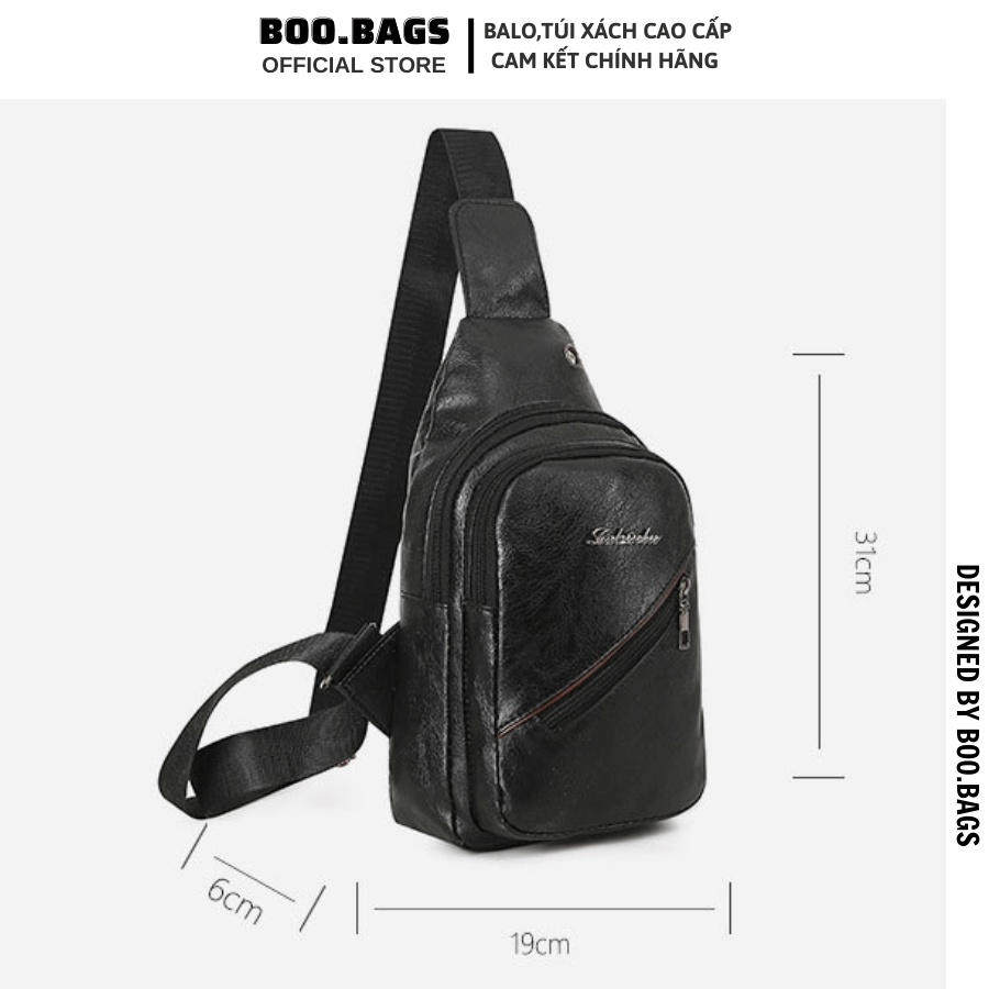 Túi Đeo Chéo Nam, Túi Đeo Ngực Đi Làm Nhỏ Gọn Da Pu Cao Cấp Không Bong Tróc Boobags  Boo-019