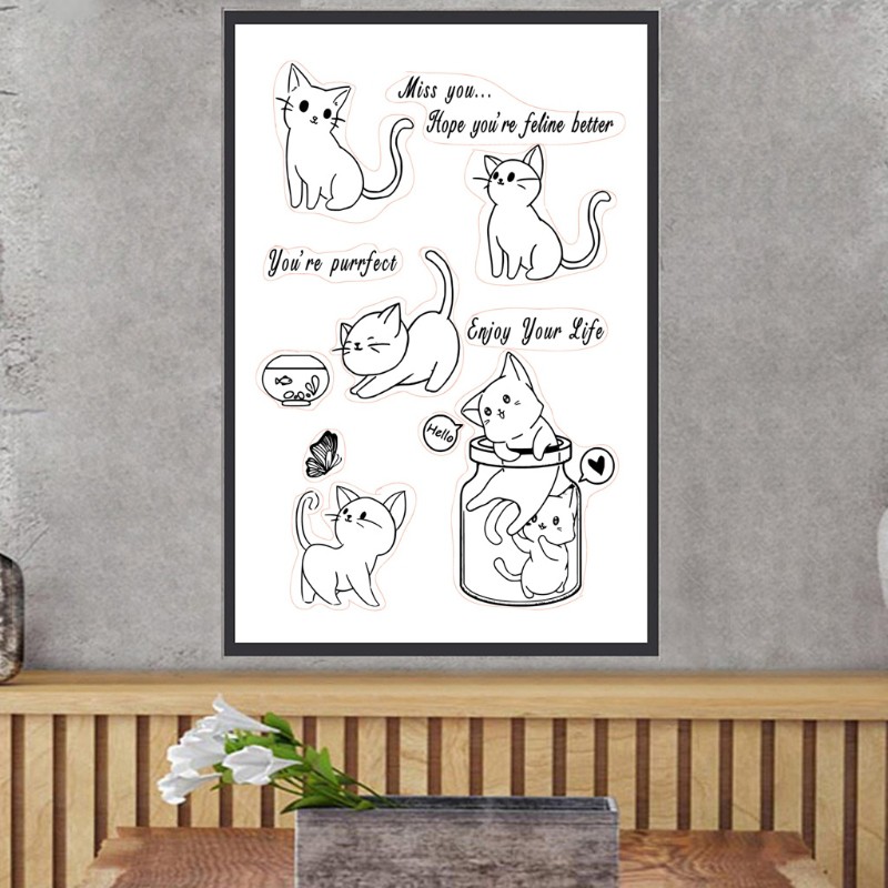 Con Dấu Silicon Trong Suốt Họa Tiết Mèo Đáng Yêu Dùng Để Trang Trí Thiệp