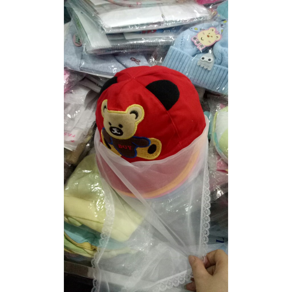 Mũ Cotton Kèm Khăn Voan Tránh Gió Bụi