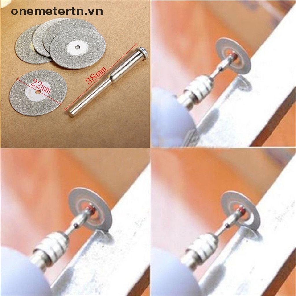 Bộ 5 lưỡi cắt kim cương kích thước 22mm kèm 1 trục khoan