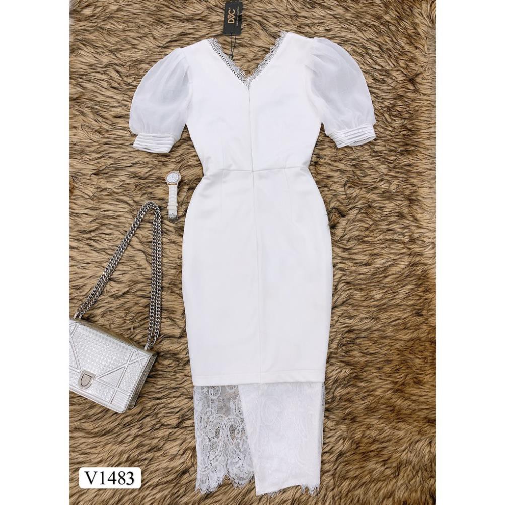 [Váy Đi Tiệc Cao Cấp] - Váy trắng tay bồng phối ren - Váy thiết kế | BigBuy360 - bigbuy360.vn