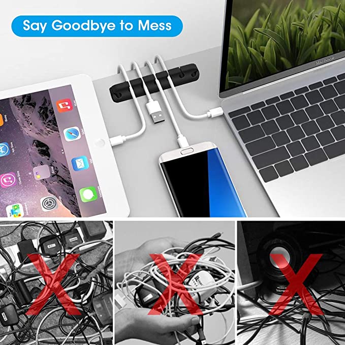 Kẹp Sắp Xếp Dây Cáp Sạc USB 7 Lỗ Bằng Silicone Tiện Dụng