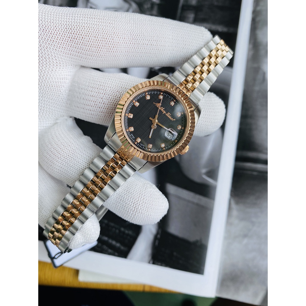 Đồng hồ nữ chính hãng Mathey-Tissot Mathey III - Máy Quartz pin - Kính cứng Crystal Black Dial Ladies Watch D810RN.