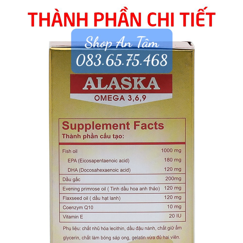 Dầu Cá Alaska Omega 3.6.9 Hộp 100 viên - Bổ Não, Tăng Cường Thị Lực, Giảm Nguy Cơ Mắc Bệnh Tim Mạch