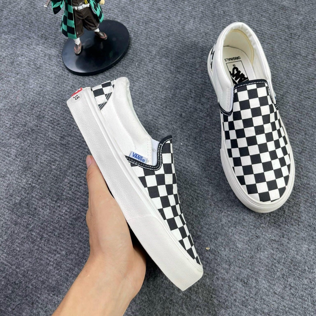 Giày Vans Caro, Giày sneaker Vans Classic Slip On Checkerboard Hàng Chuẩn Full Box