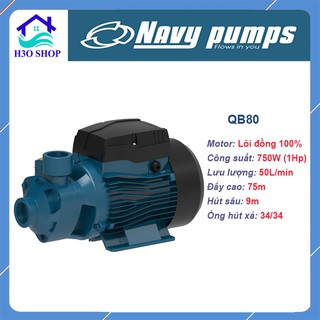 Máy bơm nước tăng áp NAVY QB80 - 750W - máy bơm nước đẩy cao nhà cao từng, đưa nước đi khoảng cách xa, máy bơm nước tưới
