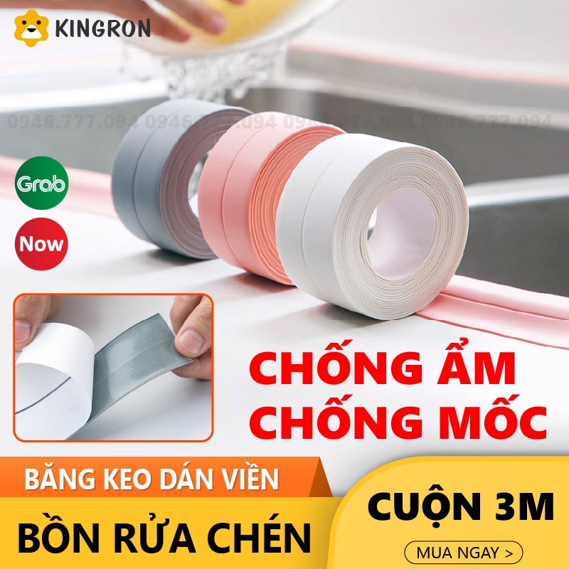 Băng keo chống ẩm mốc phòng vệ sinh ⭐ Băng keo dán viền phòng tắm phòng bếp nhà vệ sinh KINGRON