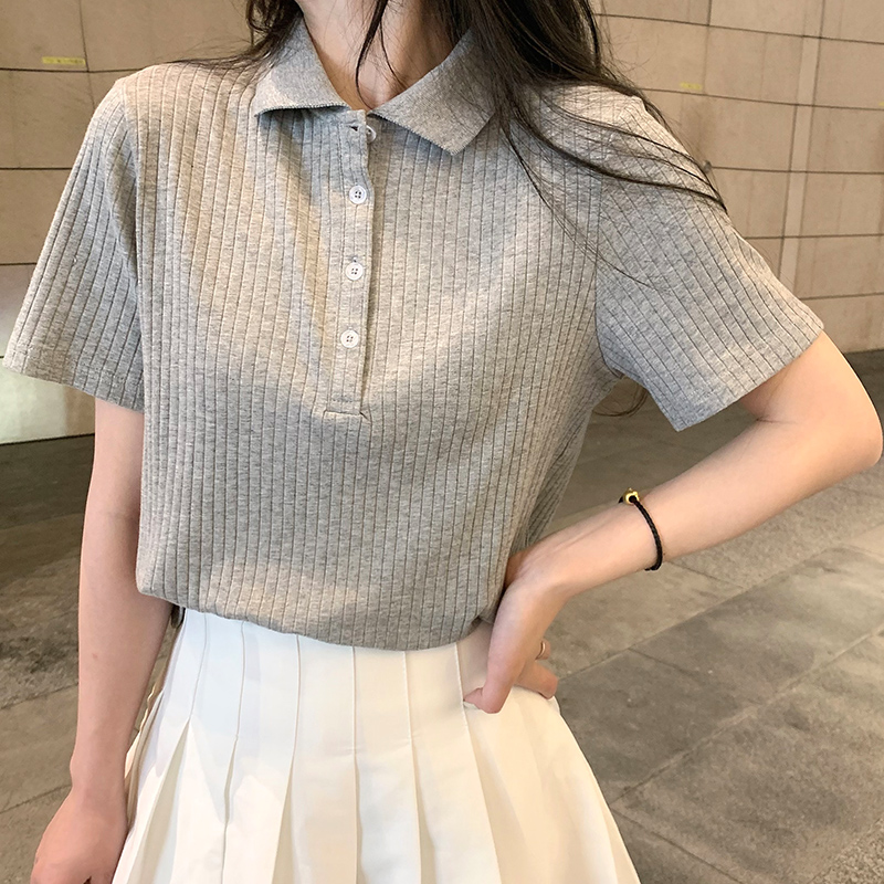 Áo kiểu SUXI tay ngắn màu trơn thời trang dành cho nữ | BigBuy360 - bigbuy360.vn