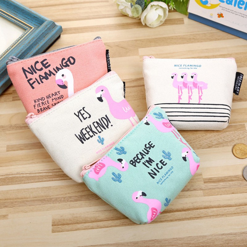 Ví nữ mini đựng tiền Chim hồng hạc CUTE  - Ví đựng tiền mini cute