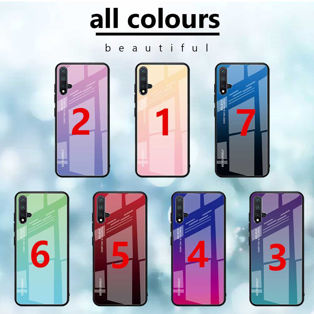 Ốp điện thoại kính cường lực màu gradient cho Huawei Nova 5T 5 5i Pro Mate 30 Lite P20 Lite 2019