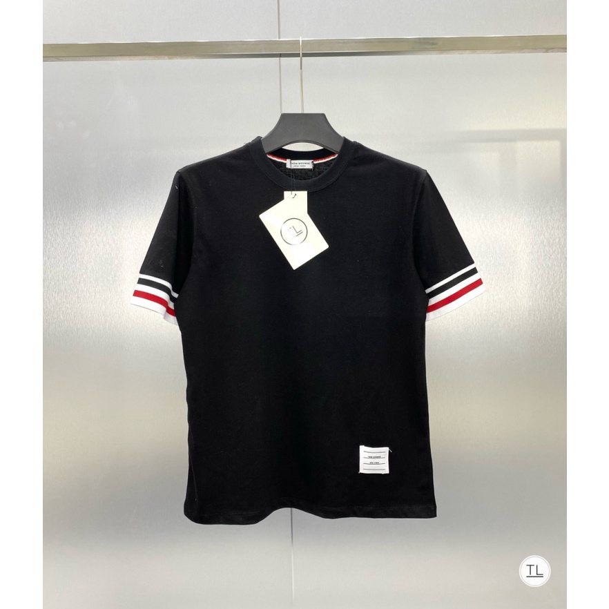 Áo thun Unisex nam nữ tay ngắn dáng ôm body THOMBROWN sọc đỏ trắng vải cotton xịn dày chống xù lông co dãn 4 chiều TL95