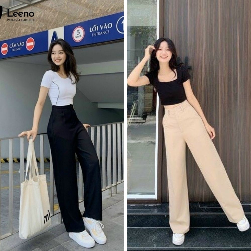 Quần ống rộng nữ culottes xuông dài 💥 Quần ống suông khoá trước