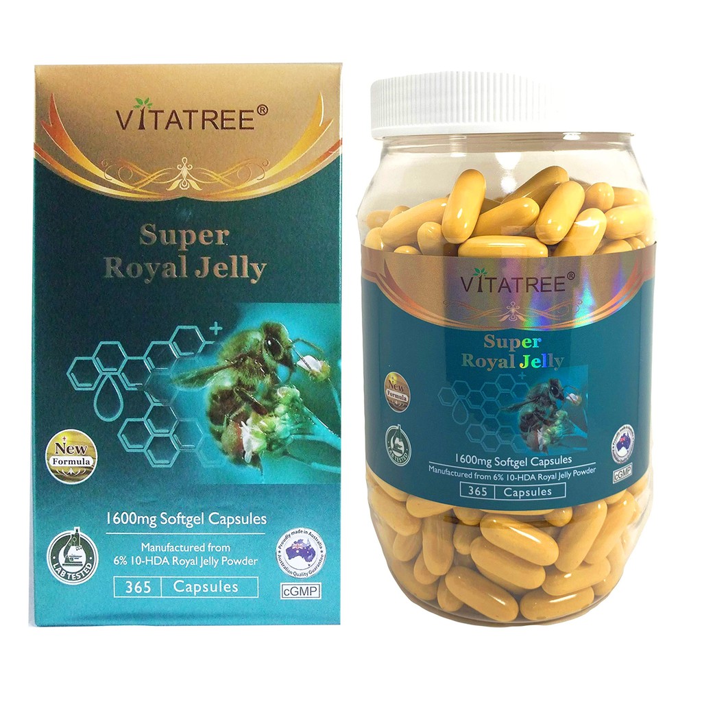 Viên uống sữa ong chúa VITATREE Royal Jelly 1600mg - Bồi bổ cơ thể - Làm đẹp da - Hộp 365v