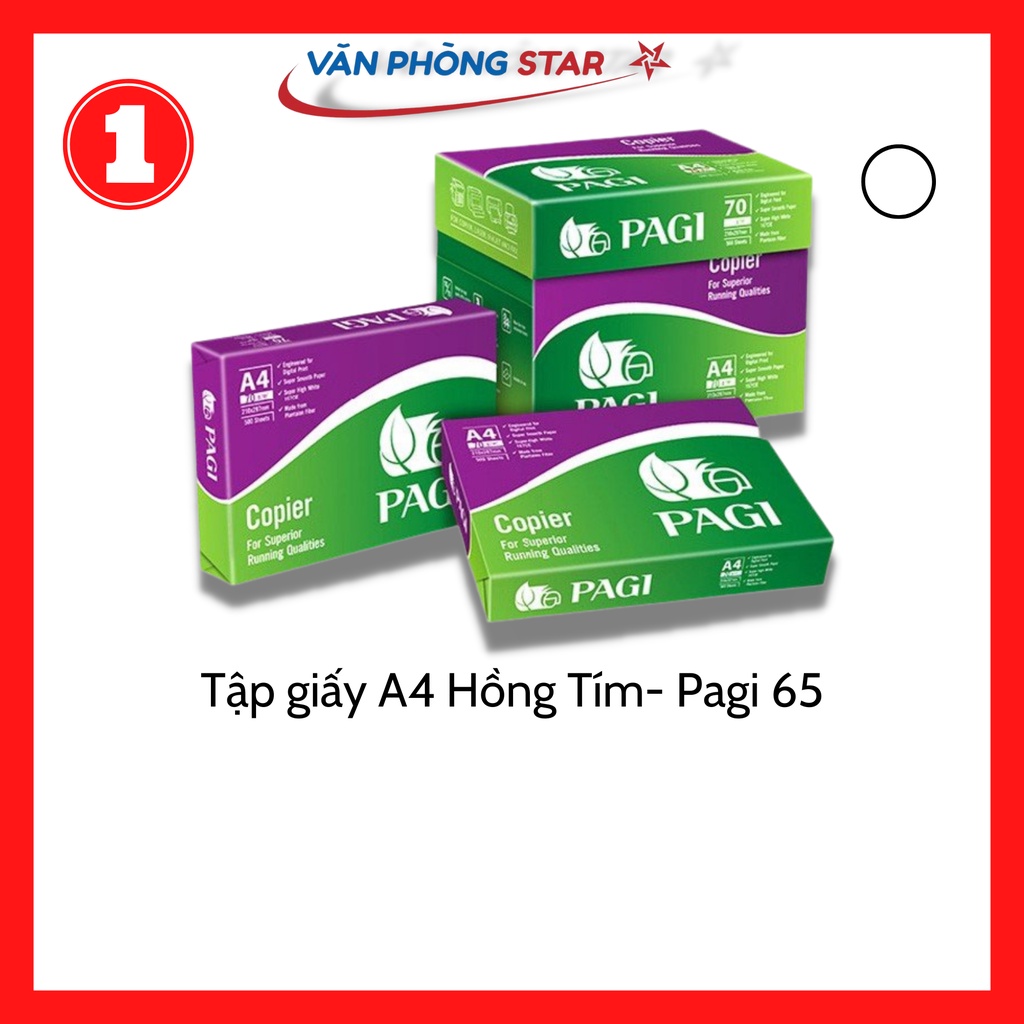 1 Ram A4 hiệu Pagi định lượng 70- xanh tím