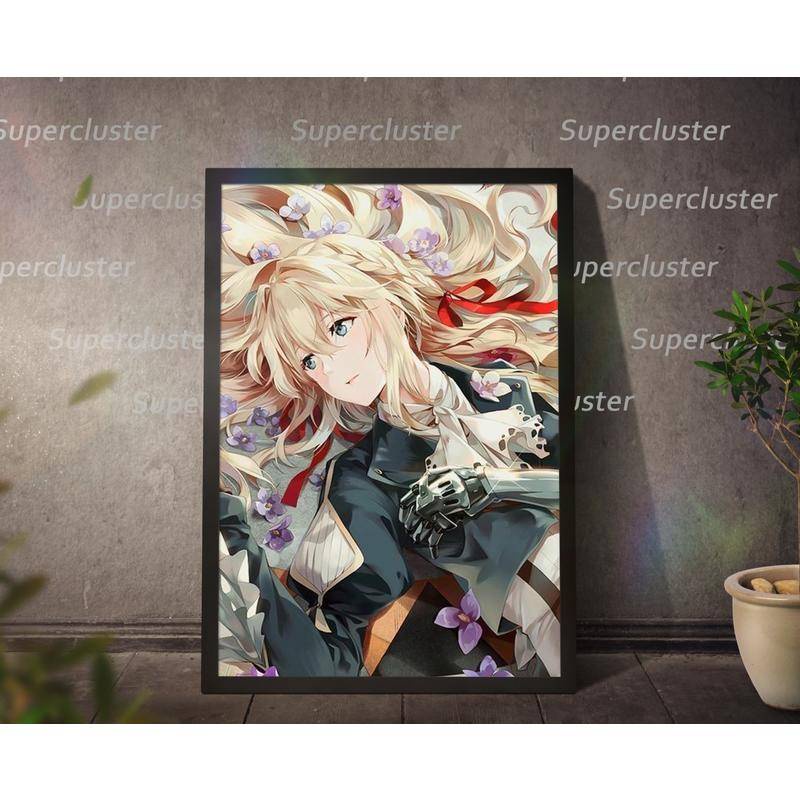Tranh Vải Bạt Treo Tường In Hình Nhân Vật Anime Violet Evergarden Trang Trí Nhà Cửa