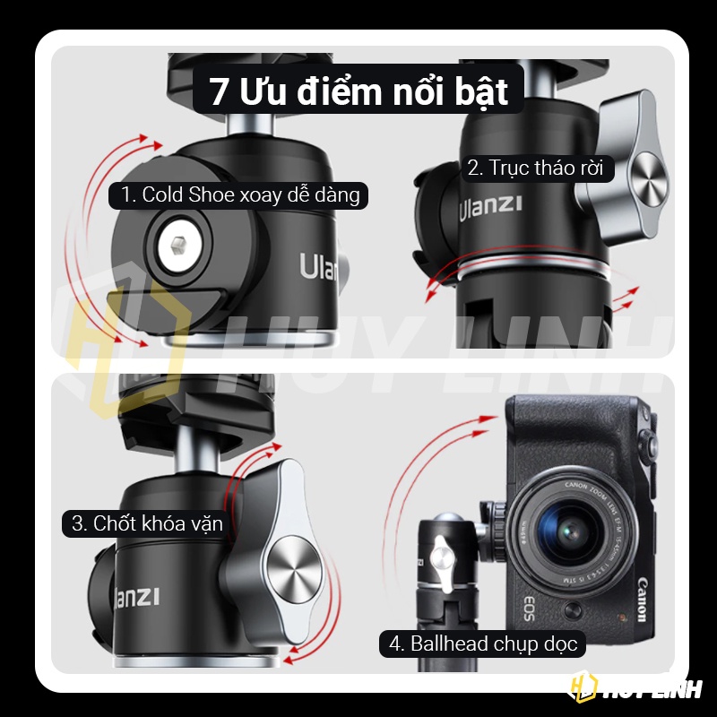 Bộ Tripod Mini Ulanzi U-Vlog Lite sử dụng cho điện thoại và máy ảnh DSLR