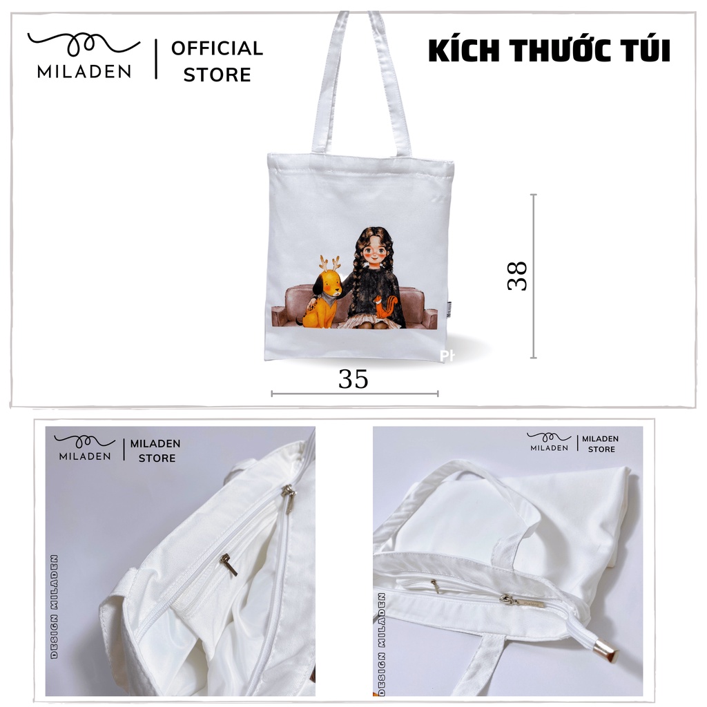 [MUA 1 TẶNG 1 TOTE BAGS] Túi Vải, Túi Tote Thiết Kế Girl Sofa Cao Cấp, Miladen.