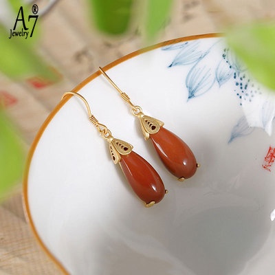 Bông Tai Bạc A7 S925 Hình Giọt Nước Màu Sắc Đơn Giản Cho Nữ