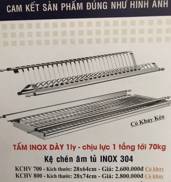 Kệ úp chén 2 tầng âm tủ cao cấp inox304 loại dày 1 ly chịu lực đến 70kg, hàng cứng dày nhất trên thị trường