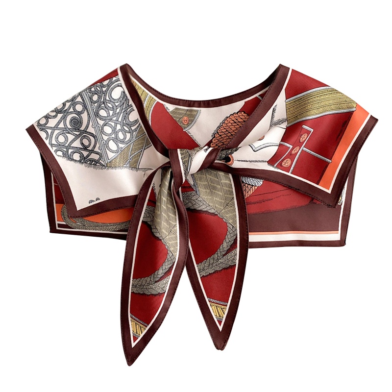 Khăn Choàng Vai Bằng Lụa Satin In Họa Tiết Hình Tam Giác