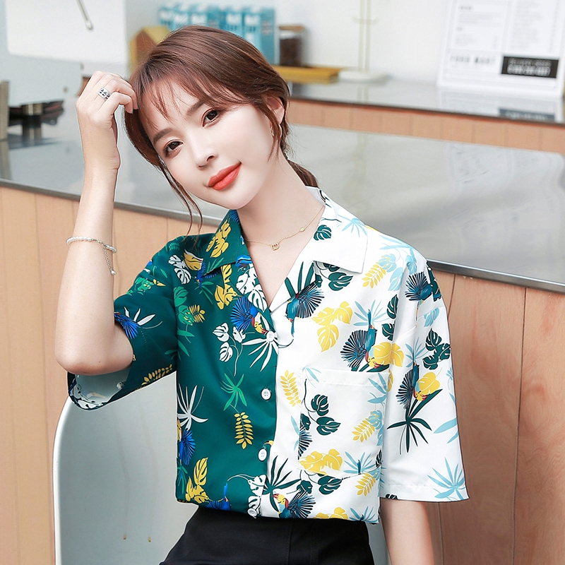 Áo Sơ Mi Voan Ngắn Tay In Họa Tiết Hoa Trang Nhã Dành Cho Nữ