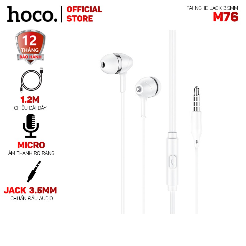 Tai nghe Hoco M76 dài 1.2m- Dành cho thiết bị hỗ trợ jack 3.5mm