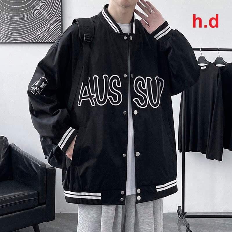 Áo Khoác Bomber Su PuP cúc bấm nam nữJacket Unisex Chất nỉ vs gió Form &lt;55kgÁo Bóng Chày Phong cách Thể thao