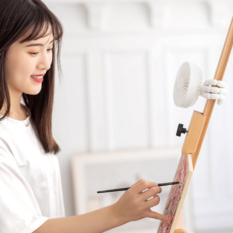 Quạt Kẹp Cầm Tay Mini Sạc Pin Với Chân Tripod Linh Hoạt Không Gây Tiếng Ồn