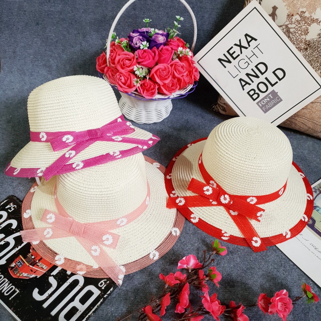 Mũ cói đi biển cho bé 4-10 tuổi