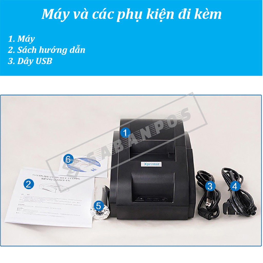 Máy in hóa đơn K58 Xprinter XP58IIH [BẢO HÀNH 12 THÁNG] + Free 5 cuộn giấy in - Sabanpos | BigBuy360 - bigbuy360.vn