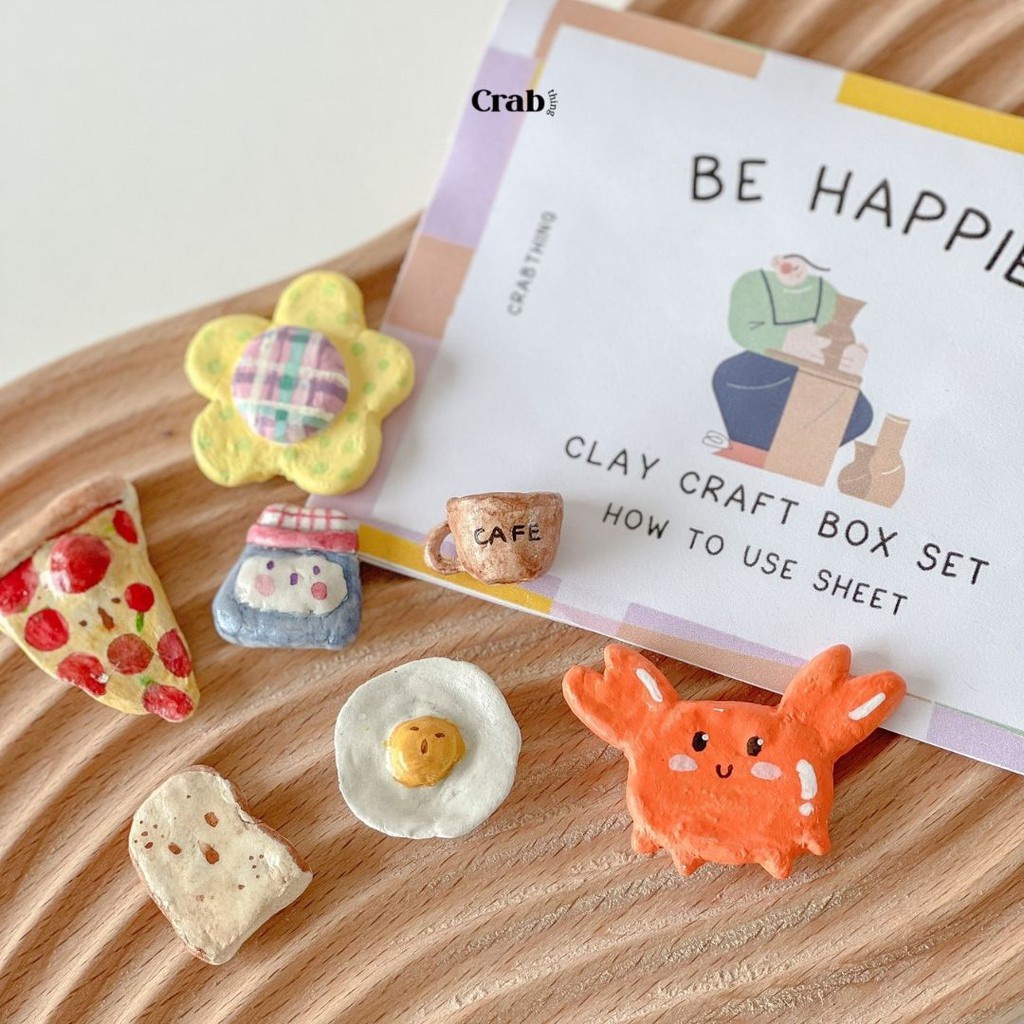 【Giao hàng nhanh chóng】[Tóc thẳng] Full box làm đất sét tự khô dry air clay cho 2 người Be Happier Clay Craft Box