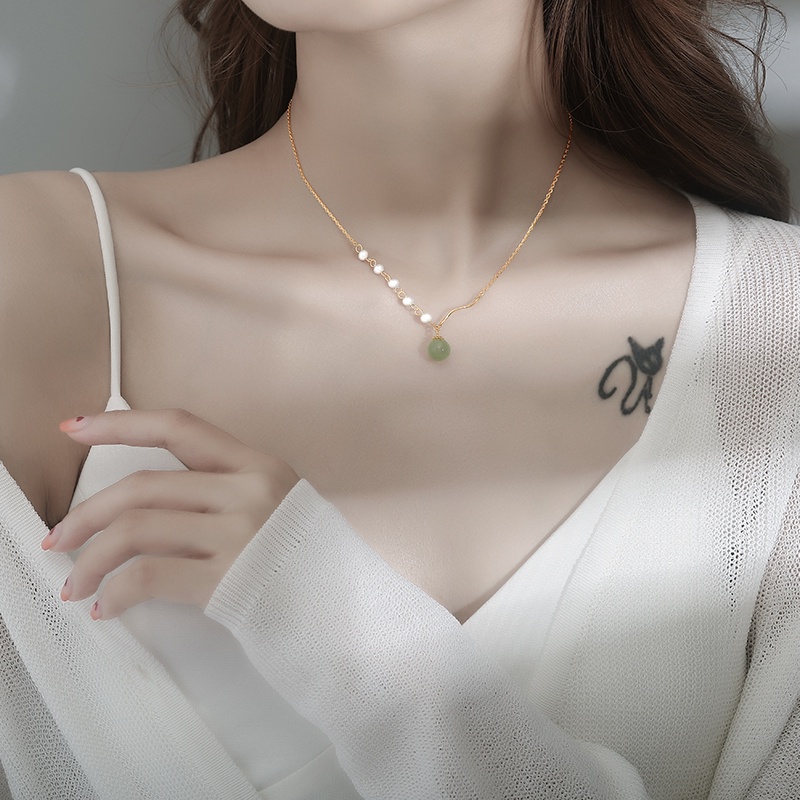 Vòng cổ Mạ Vàng 18K Đính Ngọc Trai Thiết Kế Mới Cao Cấp Thời Trang
