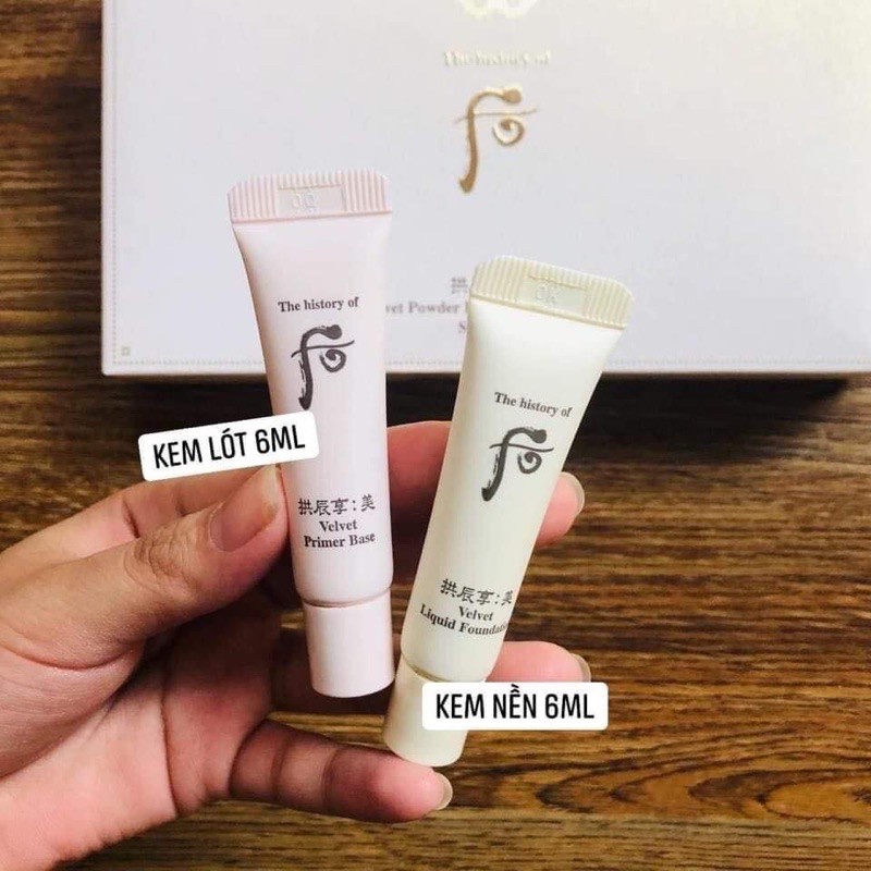 [siêu đẹp] - bộ đôi trang điểm kem lót + kem nền whoo velvet mới (2x6ml)