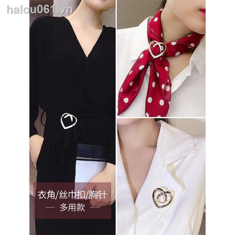 ✿Ready stock✿  Silk scarf buckle corner t-shirt knotted ring Clip dual-use versatile small clothes shawl high-end luxury women s brooch
