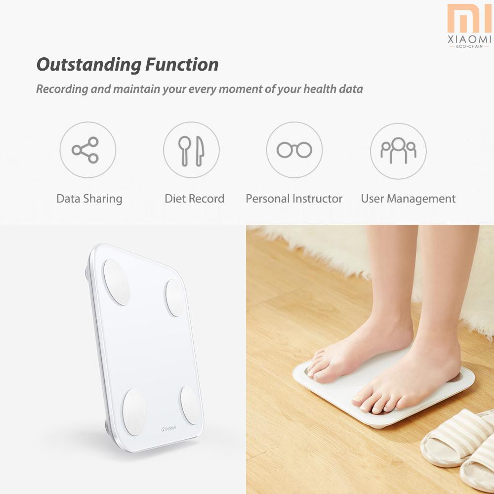 S☆S Xiaomi YUNMAI Mini 2 Smart Body Scale Balance Fat Weight Scales APP Control LED Digital Display Big Feet Pad Body Fa