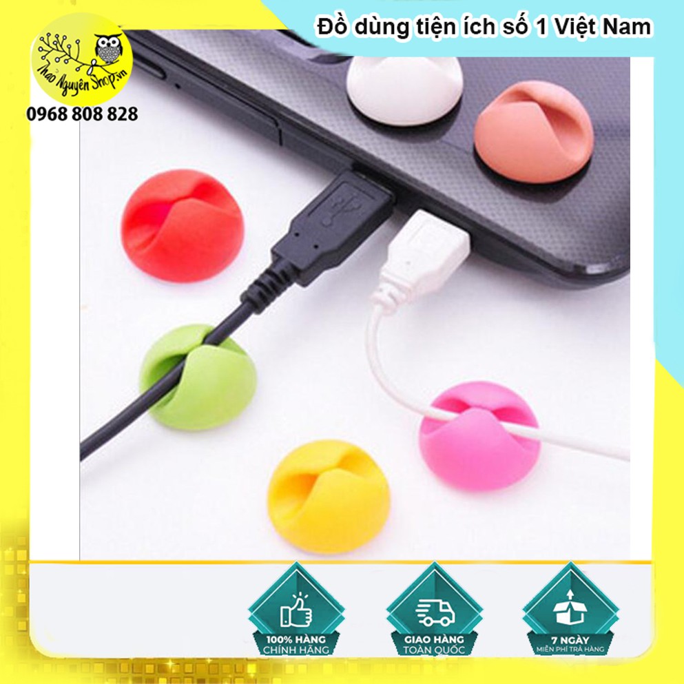 Combo 6 nút silicon dán kẹp dây điện và tai nghe-T3A3