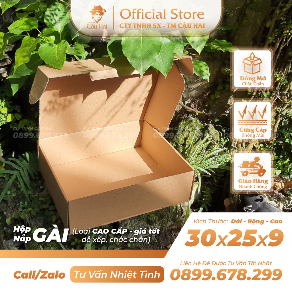 Set 50 Hộp carton nắp GÀI 30x25x9